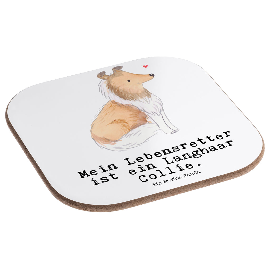 Quadratische Untersetzer Langhaar Collie Lebensretter Bierdeckel, Glasuntersetzer, Untersetzer Gläser, Getränkeuntersetzer, Hund, Hunderasse, Rassehund, Hundebesitzer, Geschenk, Tierfreund, Schenken, Welpe, Langhaar Collie, britischer Hütehund
