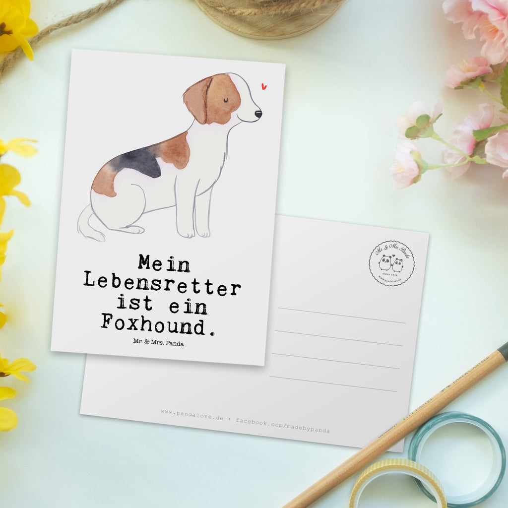 Postkarte Foxhound Lebensretter Geschenkkarte, Grußkarte, Karte, Einladung, Ansichtskarte, Geburtstagskarte, Einladungskarte, Dankeskarte, Hund, Hunderasse, Rassehund, Hundebesitzer, Geschenk, Tierfreund, Schenken, Welpe, Foxhound, Jagdhund, Laufhund