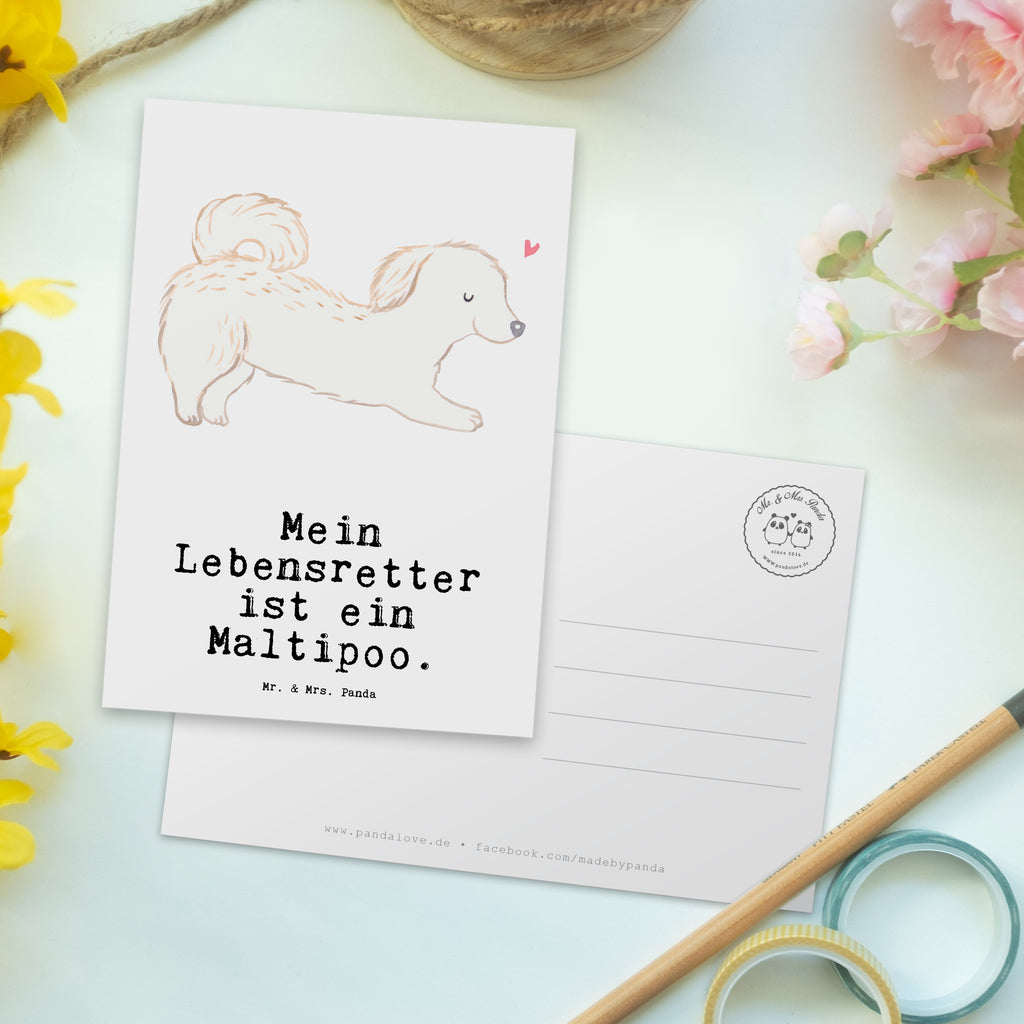 Postkarte Maltipoo Lebensretter Geschenkkarte, Grußkarte, Karte, Einladung, Ansichtskarte, Geburtstagskarte, Einladungskarte, Dankeskarte, Hund, Hunderasse, Rassehund, Hundebesitzer, Geschenk, Tierfreund, Schenken, Welpe, Maltipoo, Kreuzung, Mischling