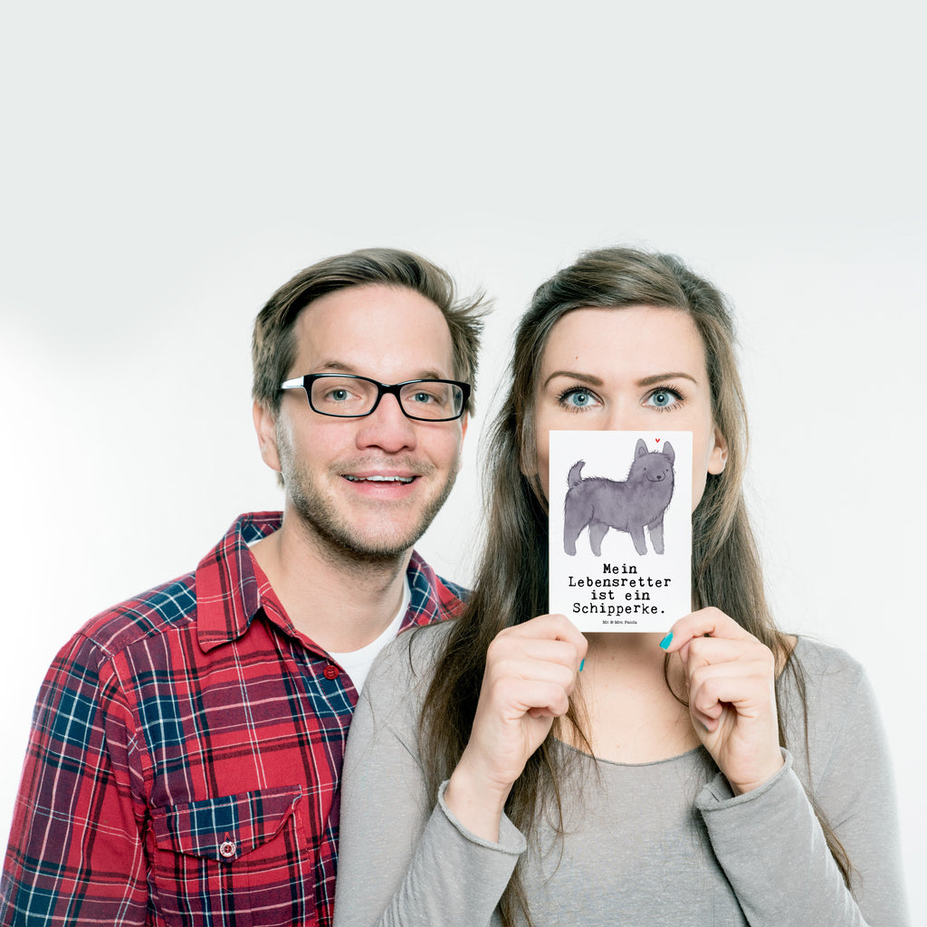 Postkarte Schipperke Lebensretter Geschenkkarte, Grußkarte, Karte, Einladung, Ansichtskarte, Geburtstagskarte, Einladungskarte, Dankeskarte, Hund, Hunderasse, Rassehund, Hundebesitzer, Geschenk, Tierfreund, Schenken, Welpe, Schipperke, belgische Hunderasse