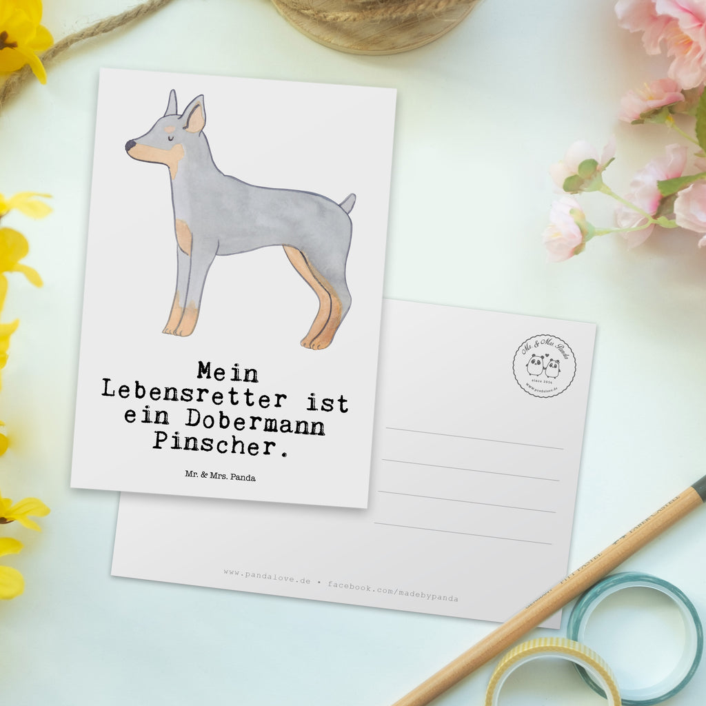Postkarte Dobermann Pinscher Lebensretter Geschenkkarte, Grußkarte, Karte, Einladung, Ansichtskarte, Geburtstagskarte, Einladungskarte, Dankeskarte, Hund, Hunderasse, Rassehund, Hundebesitzer, Geschenk, Tierfreund, Schenken, Welpe, Dobermann Pinscher