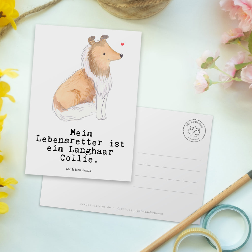 Postkarte Langhaar Collie Lebensretter Geschenkkarte, Grußkarte, Karte, Einladung, Ansichtskarte, Geburtstagskarte, Einladungskarte, Dankeskarte, Hund, Hunderasse, Rassehund, Hundebesitzer, Geschenk, Tierfreund, Schenken, Welpe, Langhaar Collie, britischer Hütehund