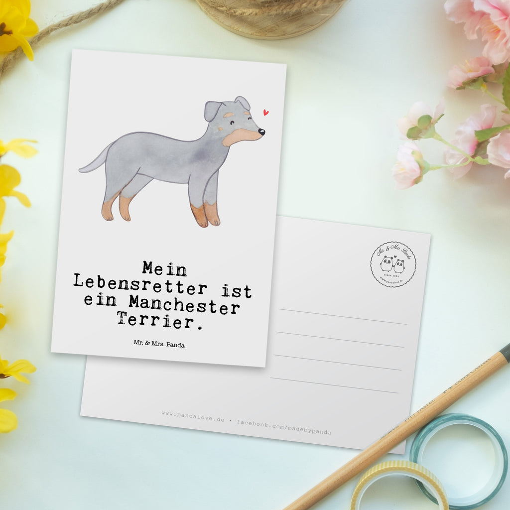 Postkarte Manchester Terrier Lebensretter Geschenkkarte, Grußkarte, Karte, Einladung, Ansichtskarte, Geburtstagskarte, Einladungskarte, Dankeskarte, Hund, Hunderasse, Rassehund, Hundebesitzer, Geschenk, Tierfreund, Schenken, Welpe, Manchester Terrier