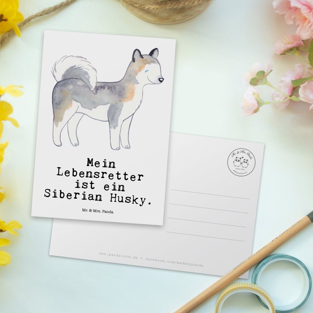 Postkarte Siberian Husky Lebensretter Geschenkkarte, Grußkarte, Karte, Einladung, Ansichtskarte, Geburtstagskarte, Einladungskarte, Dankeskarte, Hund, Hunderasse, Rassehund, Hundebesitzer, Geschenk, Tierfreund, Schenken, Welpe, Siberian Husky