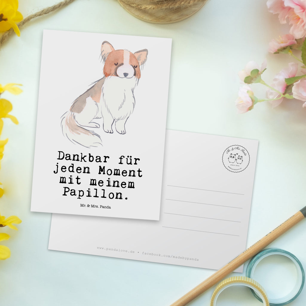 Postkarte Papillon Moment Geschenkkarte, Grußkarte, Karte, Einladung, Ansichtskarte, Geburtstagskarte, Einladungskarte, Dankeskarte, Hund, Hunderasse, Rassehund, Hundebesitzer, Geschenk, Tierfreund, Schenken, Welpe, Kontinentaler Zwergspaniel, Papillon