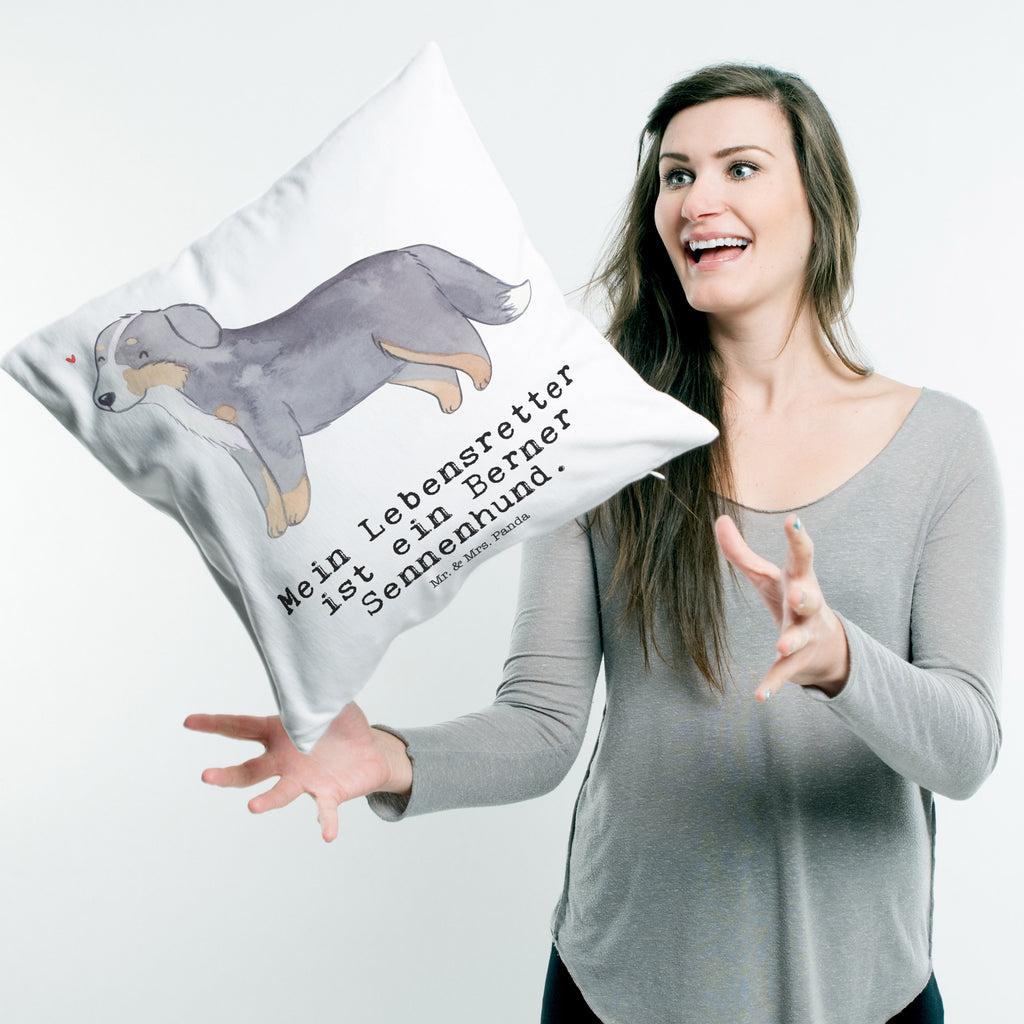 40x40 Kissen Berner Sennenhund Lebensretter Kissenhülle, Kopfkissen, Sofakissen, Dekokissen, Motivkissen, Hund, Hunderasse, Rassehund, Hundebesitzer, Geschenk, Tierfreund, Schenken, Welpe, Dürrbächler, Berner Sennenhund