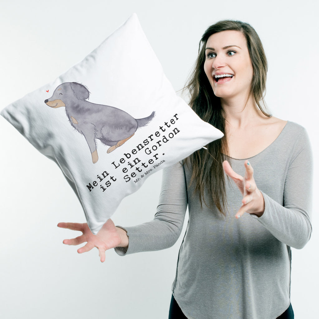 40x40 Kissen Gordon Setter Lebensretter Kissenhülle, Kopfkissen, Sofakissen, Dekokissen, Motivkissen, Hund, Hunderasse, Rassehund, Hundebesitzer, Geschenk, Tierfreund, Schenken, Welpe, Gordon Shetter, Jagdhund