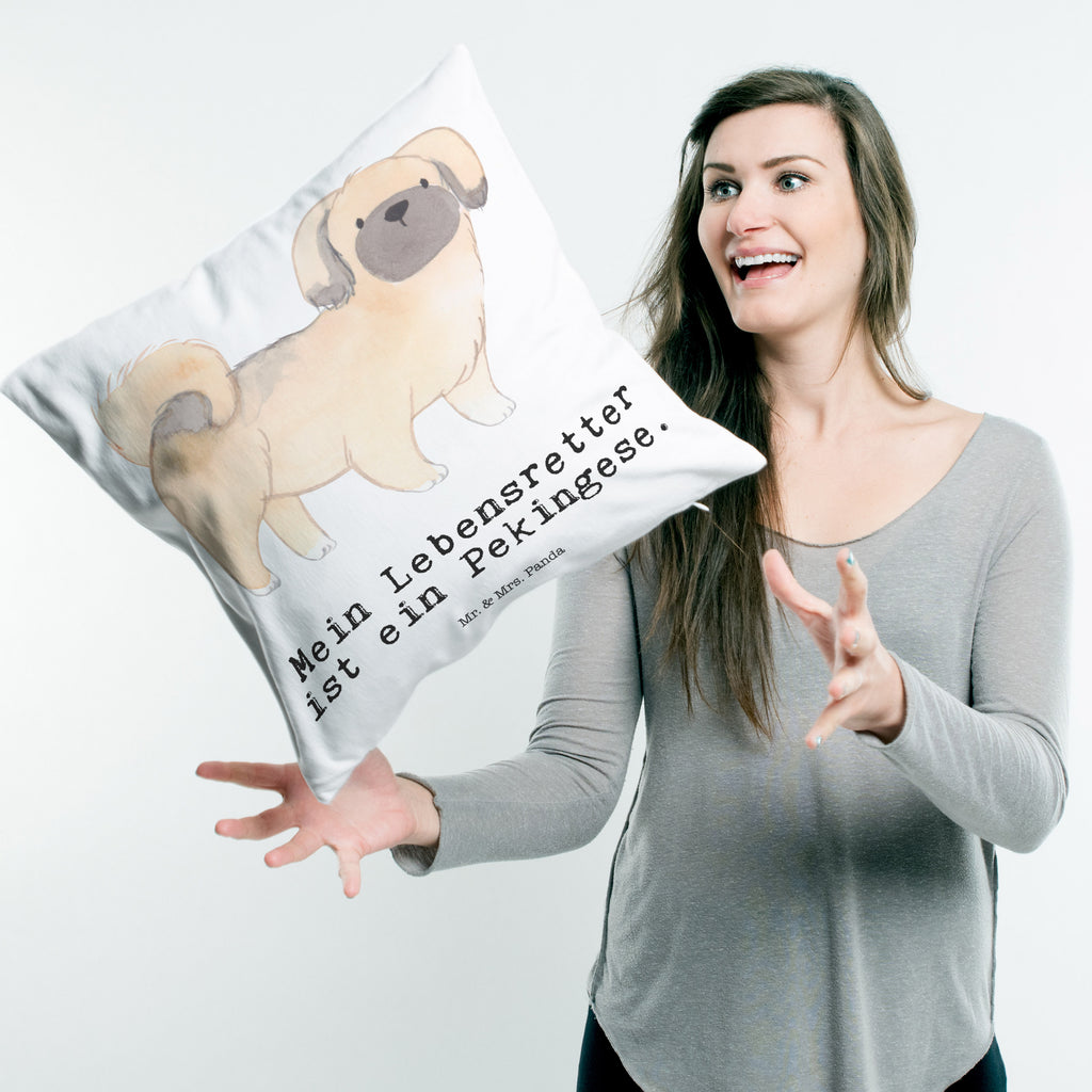 40x40 Kissen Pekingese Lebensretter Kissenhülle, Kopfkissen, Sofakissen, Dekokissen, Motivkissen, Hund, Hunderasse, Rassehund, Hundebesitzer, Geschenk, Tierfreund, Schenken, Welpe, Pekingese, Pekinese, Peking-Palasthund