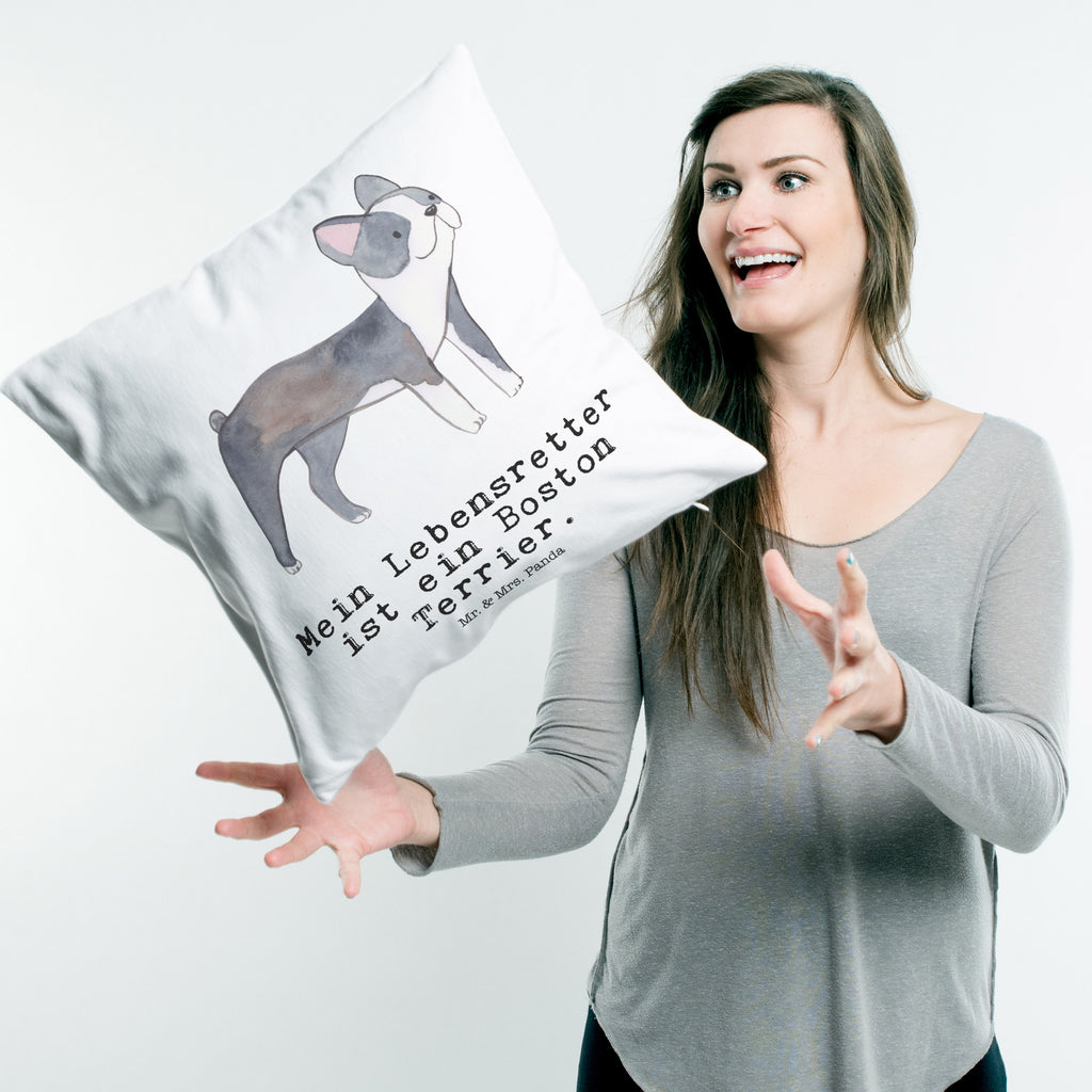 40x40 Kissen Boston Terrier Lebensretter Kissenhülle, Kopfkissen, Sofakissen, Dekokissen, Motivkissen, Hund, Hunderasse, Rassehund, Hundebesitzer, Geschenk, Tierfreund, Schenken, Welpe, Boston Terrier