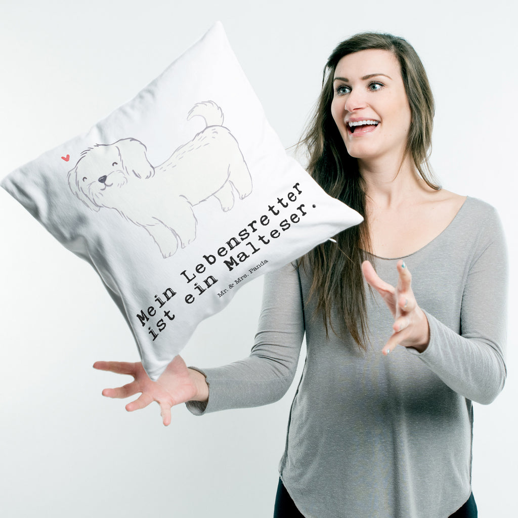 40x40 Kissen Malteser Lebensretter Kissenhülle, Kopfkissen, Sofakissen, Dekokissen, Motivkissen, Hund, Hunderasse, Rassehund, Hundebesitzer, Geschenk, Tierfreund, Schenken, Welpe, Malteser