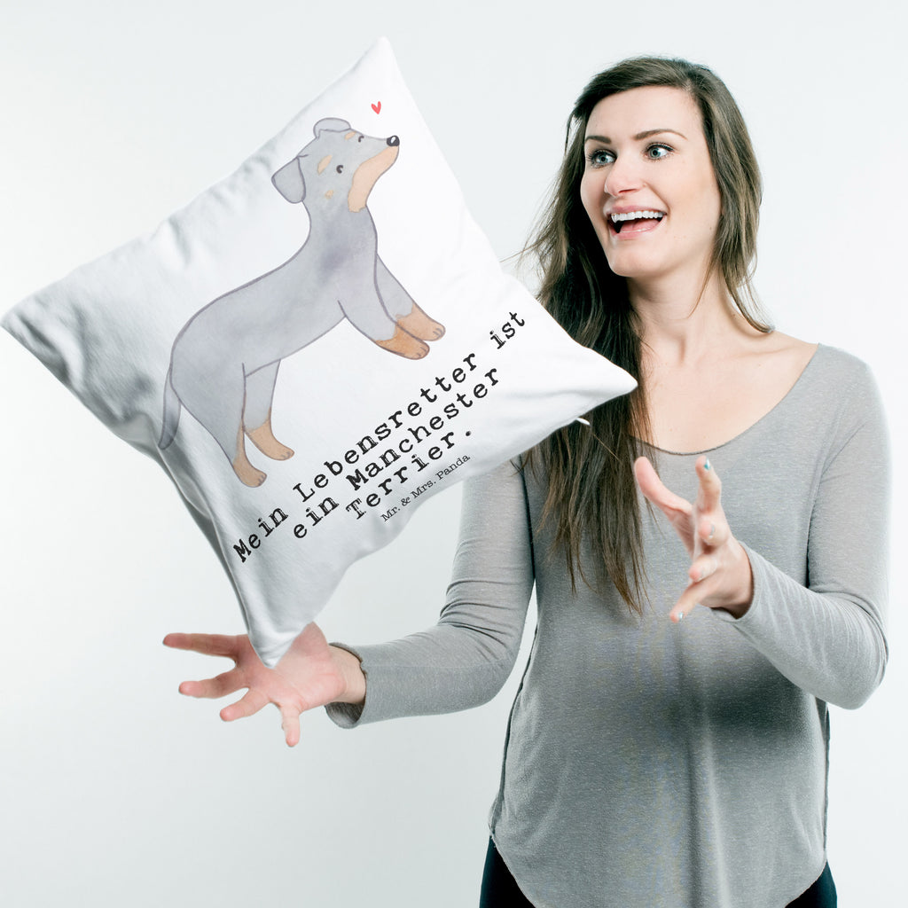 40x40 Kissen Manchester Terrier Lebensretter Kissenhülle, Kopfkissen, Sofakissen, Dekokissen, Motivkissen, Hund, Hunderasse, Rassehund, Hundebesitzer, Geschenk, Tierfreund, Schenken, Welpe, Manchester Terrier