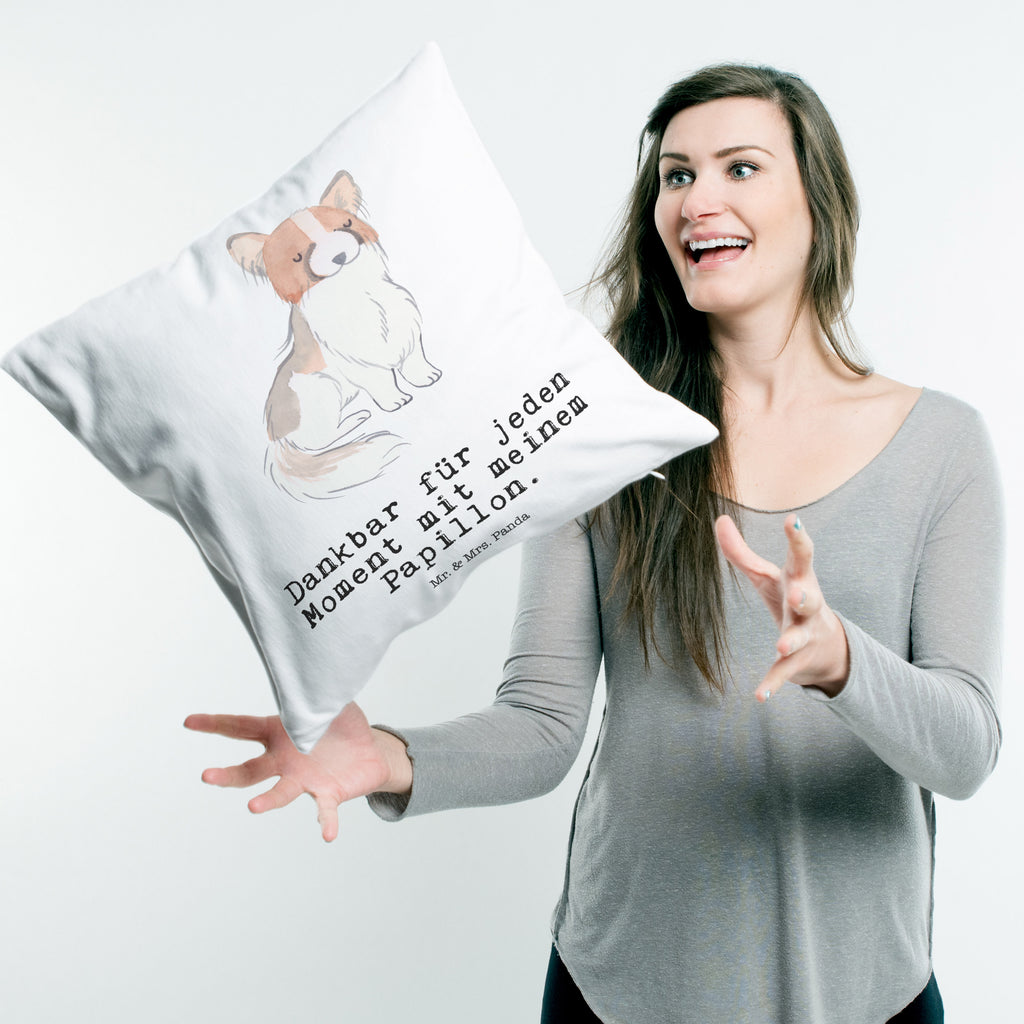 40x40 Kissen Papillon Moment Kissenhülle, Kopfkissen, Sofakissen, Dekokissen, Motivkissen, Hund, Hunderasse, Rassehund, Hundebesitzer, Geschenk, Tierfreund, Schenken, Welpe, Kontinentaler Zwergspaniel, Papillon
