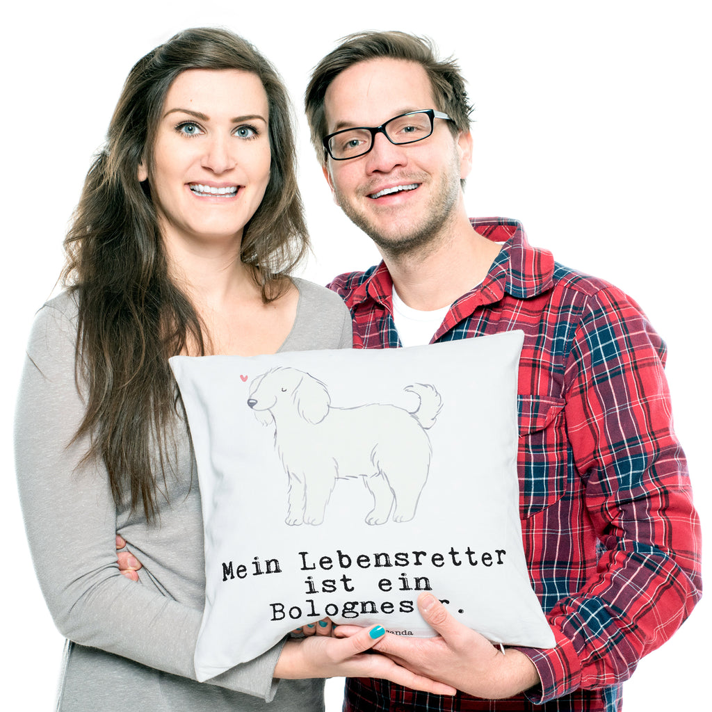 40x40 Kissen Bologneser Lebensretter Kissenhülle, Kopfkissen, Sofakissen, Dekokissen, Motivkissen, Hund, Hunderasse, Rassehund, Hundebesitzer, Geschenk, Tierfreund, Schenken, Welpe, Bologneser