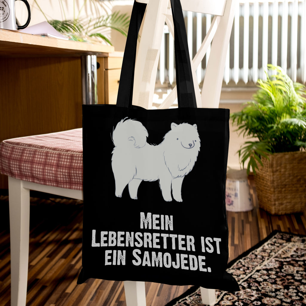 Tragetasche Samojede Lebensretter Beuteltasche, Beutel, Einkaufstasche, Jutebeutel, Stoffbeutel, Hund, Hunderasse, Rassehund, Hundebesitzer, Geschenk, Tierfreund, Schenken, Welpe, Samojede, Samojedenhund, Samojedenspitz