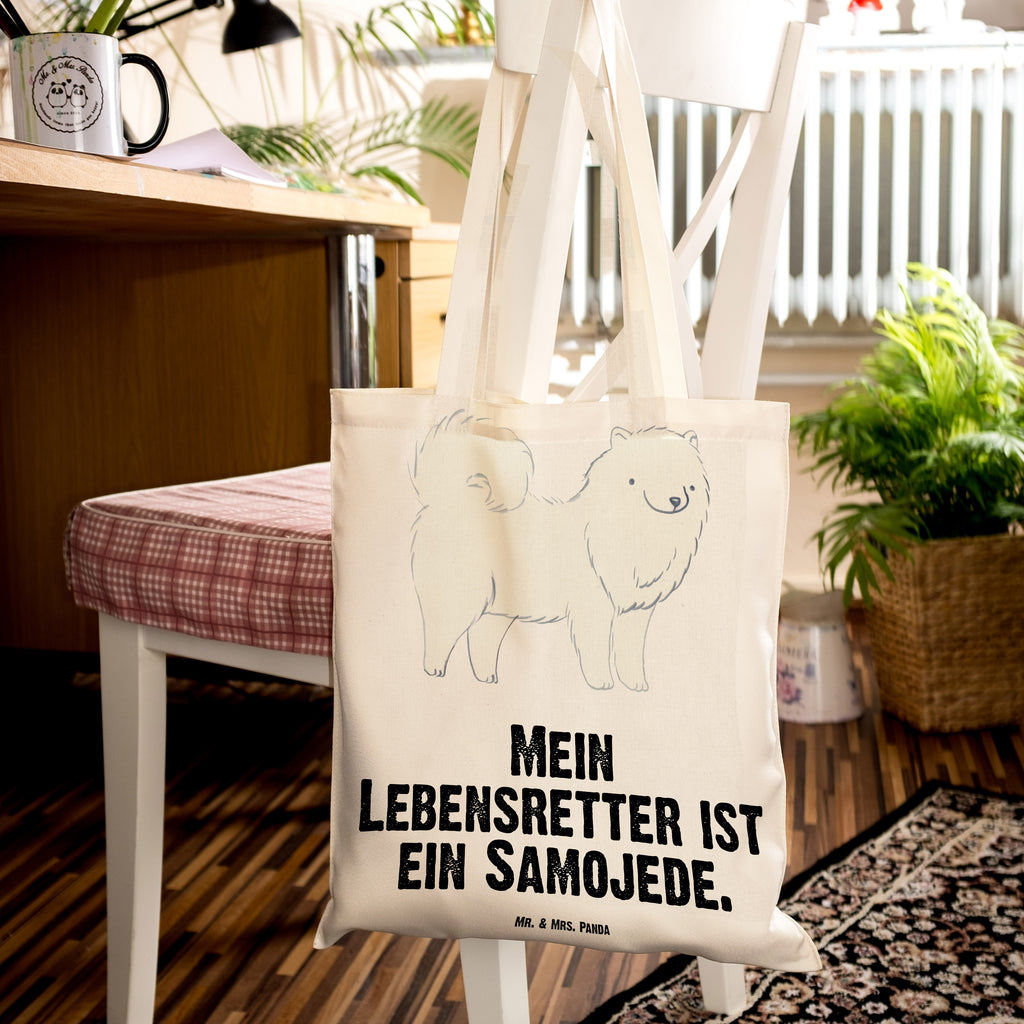 Tragetasche Samojede Lebensretter Beuteltasche, Beutel, Einkaufstasche, Jutebeutel, Stoffbeutel, Hund, Hunderasse, Rassehund, Hundebesitzer, Geschenk, Tierfreund, Schenken, Welpe, Samojede, Samojedenhund, Samojedenspitz
