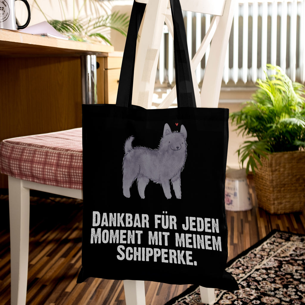 Tragetasche Schipperke Moment Beuteltasche, Beutel, Einkaufstasche, Jutebeutel, Stoffbeutel, Hund, Hunderasse, Rassehund, Hundebesitzer, Geschenk, Tierfreund, Schenken, Welpe, Schipperke, belgische Hunderasse