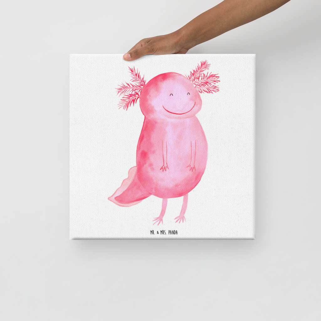 Leinwand Bild Axolotl glücklich Leinwand, Bild, Kunstdruck, Wanddeko, Dekoration, Axolotl, Molch, Axolot, Schwanzlurch, Lurch, Lurche, Motivation, gute Laune