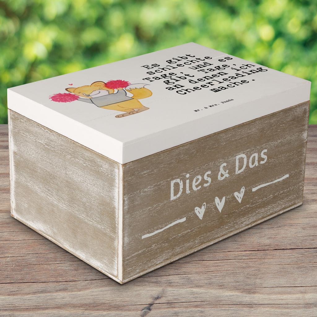 Holzkiste Fuchs Cheerleader Tage Holzkiste, Kiste, Schatzkiste, Truhe, Schatulle, XXL, Erinnerungsbox, Erinnerungskiste, Dekokiste, Aufbewahrungsbox, Geschenk, Sport, Sportart, Hobby, Schenken, Danke, Dankeschön, Auszeichnung, Gewinn, Sportler, Cheerleader, Cheerleading, Turnen, Turn Club, Turniere