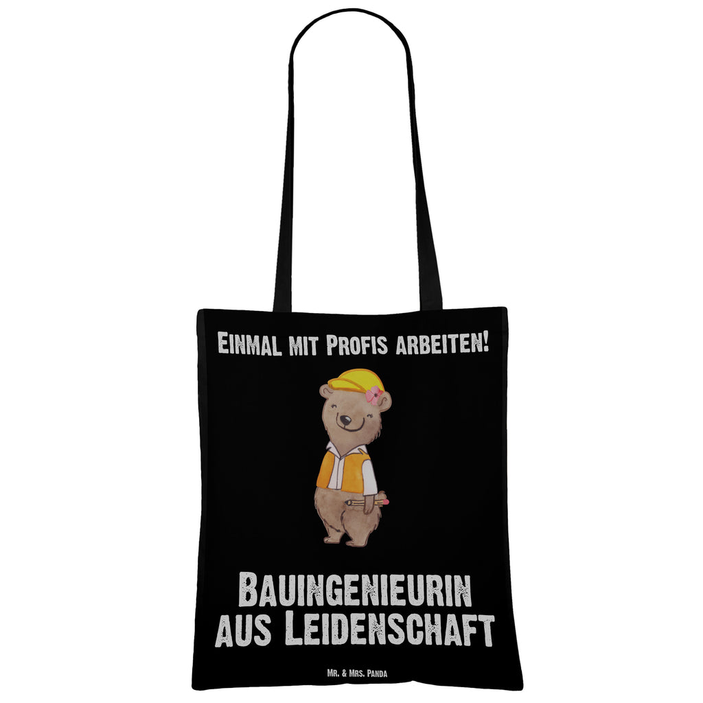 Tragetasche Bauingenieurin aus Leidenschaft Beuteltasche, Beutel, Einkaufstasche, Jutebeutel, Stoffbeutel, Beruf, Ausbildung, Jubiläum, Abschied, Rente, Kollege, Kollegin, Geschenk, Schenken, Arbeitskollege, Mitarbeiter, Firma, Danke, Dankeschön, Bauingenieurin, Statikerin, Ingeniuerin, Baustelle, Studium
