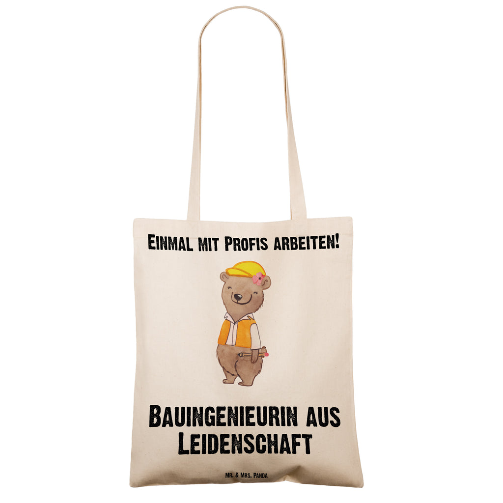 Tragetasche Bauingenieurin aus Leidenschaft Beuteltasche, Beutel, Einkaufstasche, Jutebeutel, Stoffbeutel, Beruf, Ausbildung, Jubiläum, Abschied, Rente, Kollege, Kollegin, Geschenk, Schenken, Arbeitskollege, Mitarbeiter, Firma, Danke, Dankeschön, Bauingenieurin, Statikerin, Ingeniuerin, Baustelle, Studium