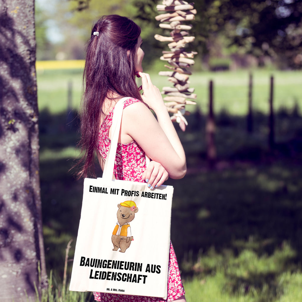 Tragetasche Bauingenieurin aus Leidenschaft Beuteltasche, Beutel, Einkaufstasche, Jutebeutel, Stoffbeutel, Beruf, Ausbildung, Jubiläum, Abschied, Rente, Kollege, Kollegin, Geschenk, Schenken, Arbeitskollege, Mitarbeiter, Firma, Danke, Dankeschön, Bauingenieurin, Statikerin, Ingeniuerin, Baustelle, Studium