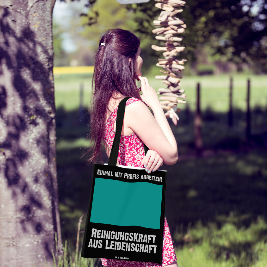 Tragetasche Reinigungskraft aus Leidenschaft Beuteltasche, Beutel, Einkaufstasche, Jutebeutel, Stoffbeutel, Beruf, Ausbildung, Jubiläum, Abschied, Rente, Kollege, Kollegin, Geschenk, Schenken, Arbeitskollege, Mitarbeiter, Firma, Danke, Dankeschön