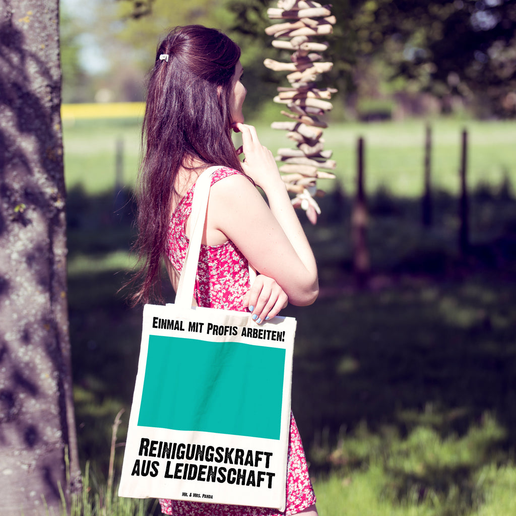 Tragetasche Reinigungskraft aus Leidenschaft Beuteltasche, Beutel, Einkaufstasche, Jutebeutel, Stoffbeutel, Beruf, Ausbildung, Jubiläum, Abschied, Rente, Kollege, Kollegin, Geschenk, Schenken, Arbeitskollege, Mitarbeiter, Firma, Danke, Dankeschön