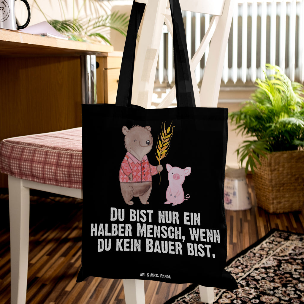 Tragetasche Bauer mit Herz Beuteltasche, Beutel, Einkaufstasche, Jutebeutel, Stoffbeutel, Beruf, Ausbildung, Jubiläum, Abschied, Rente, Kollege, Kollegin, Geschenk, Schenken, Arbeitskollege, Mitarbeiter, Firma, Danke, Dankeschön, Landwirt; Bauer, Tierwirt, Agronom, Farmer, Bauernhof