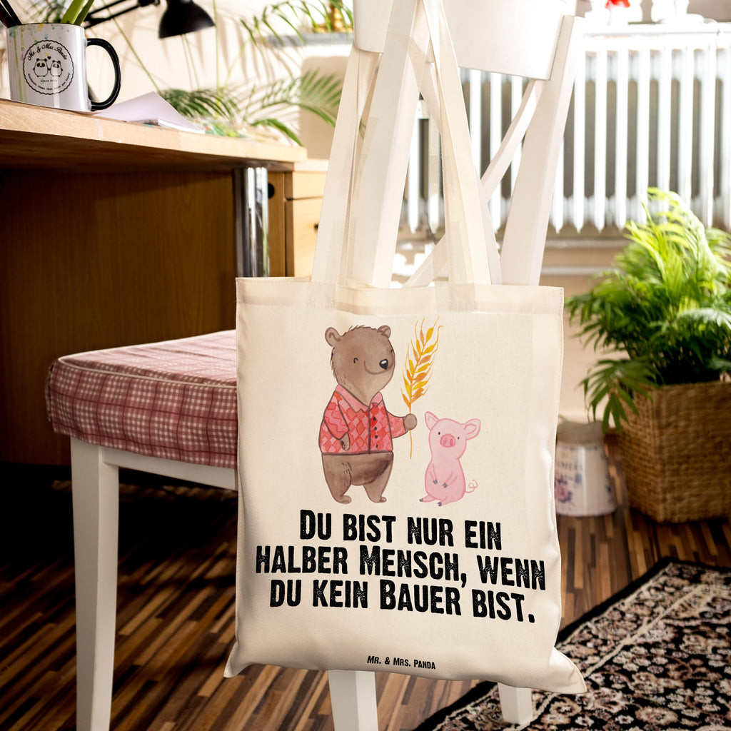 Tragetasche Bauer mit Herz Beuteltasche, Beutel, Einkaufstasche, Jutebeutel, Stoffbeutel, Beruf, Ausbildung, Jubiläum, Abschied, Rente, Kollege, Kollegin, Geschenk, Schenken, Arbeitskollege, Mitarbeiter, Firma, Danke, Dankeschön, Landwirt; Bauer, Tierwirt, Agronom, Farmer, Bauernhof