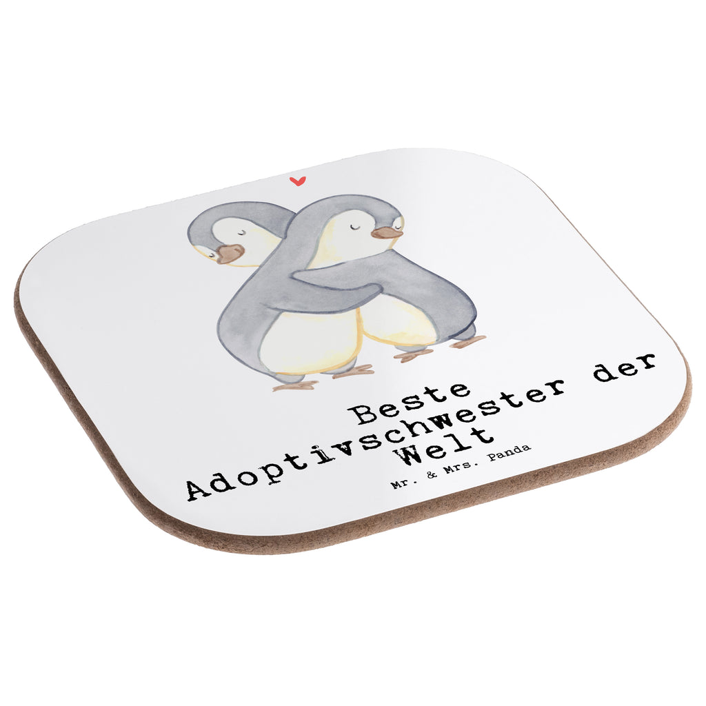 Quadratische Untersetzer Pinguin Beste Adoptivschwester der Welt Bierdeckel, Glasuntersetzer, Untersetzer Gläser, Getränkeuntersetzer, für, Dankeschön, Geschenk, Schenken, Geburtstag, Geburtstagsgeschenk, Geschenkidee, Danke, Bedanken, Mitbringsel, Freude machen, Geschenktipp, Adoptivschwester, Adoptiv, adoptiert, Schwester, Geschwister, Schwesterherz, Sister, Familie, Kleinigkeit, Beste, Tochter
