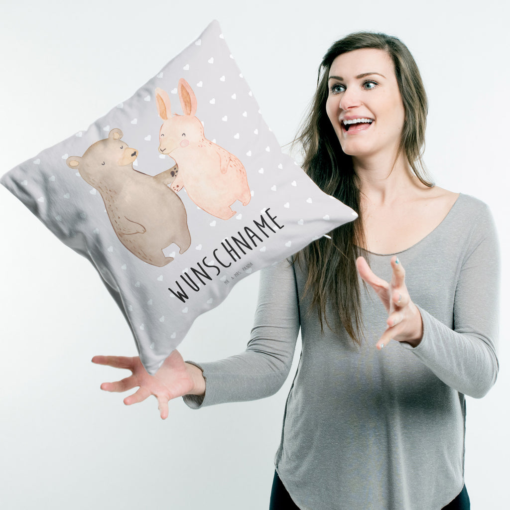 Personalisiertes Kissen Bär Hase Umarmen Kissen, personalisiert, Name, Wunschname, bedrucken, Kopfkissen, Liebe, Partner, Freund, Freundin, Ehemann, Ehefrau, Heiraten, Verlobung, Heiratsantrag, Liebesgeschenk, Jahrestag, Hocheitstag, Freunde, bester Freund, Hase, Bär, Bärchen, best friends