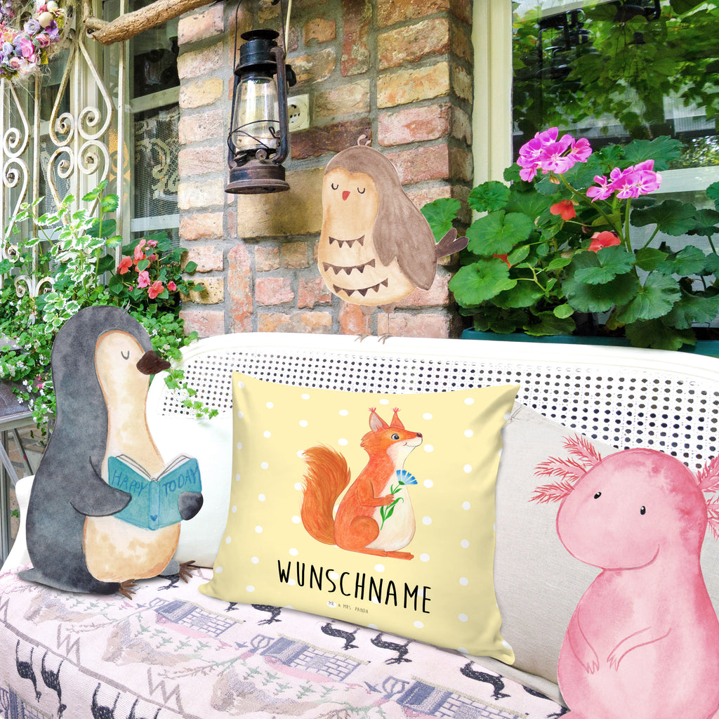 Personalisiertes Kissen Eichhörnchen Blume Kissen, personalisiert, Name, Wunschname, bedrucken, Kopfkissen, Tiermotive, Gute Laune, lustige Sprüche, Tiere, Eichhörnchen, Eichhorn, Spruch positiv, Lachen, Spaß, Motivation Sprüche, Motivation Bilder, glücklich Spruch, Spruch Deko