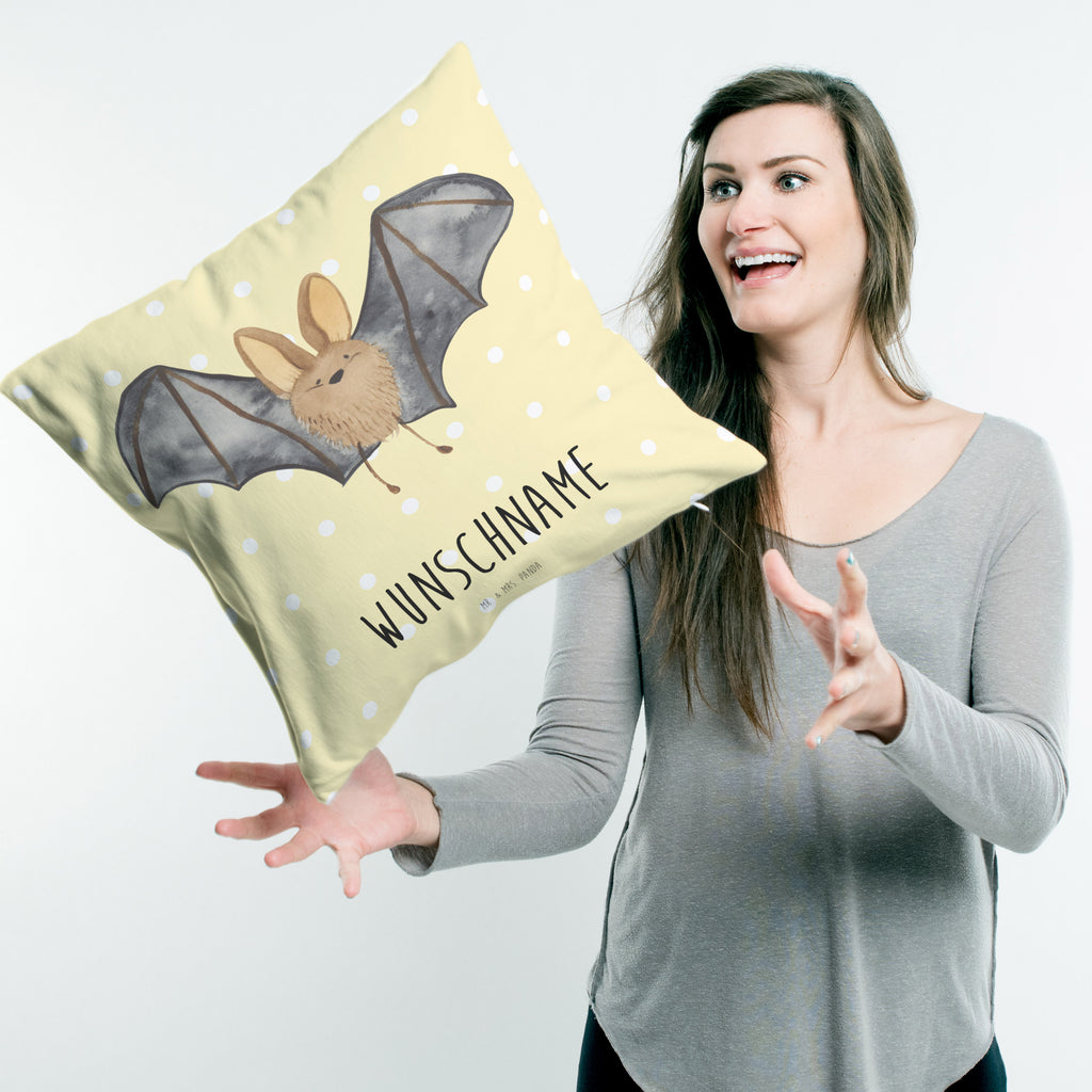 Personalisiertes Kissen Fledermaus Flügel Kissen, personalisiert, Name, Wunschname, bedrucken, Kopfkissen, Tiermotive, Gute Laune, lustige Sprüche, Tiere