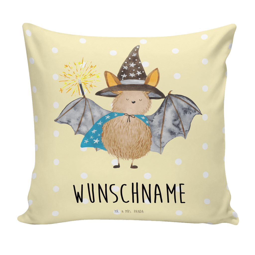 Personalisiertes Kissen Fledermaus Zauberer Kissen, personalisiert, Name, Wunschname, bedrucken, Kopfkissen, Tiermotive, Gute Laune, lustige Sprüche, Tiere, Fledermaus, Fledermäuse, Zauberer, Magier, Frauen, reinsteigern