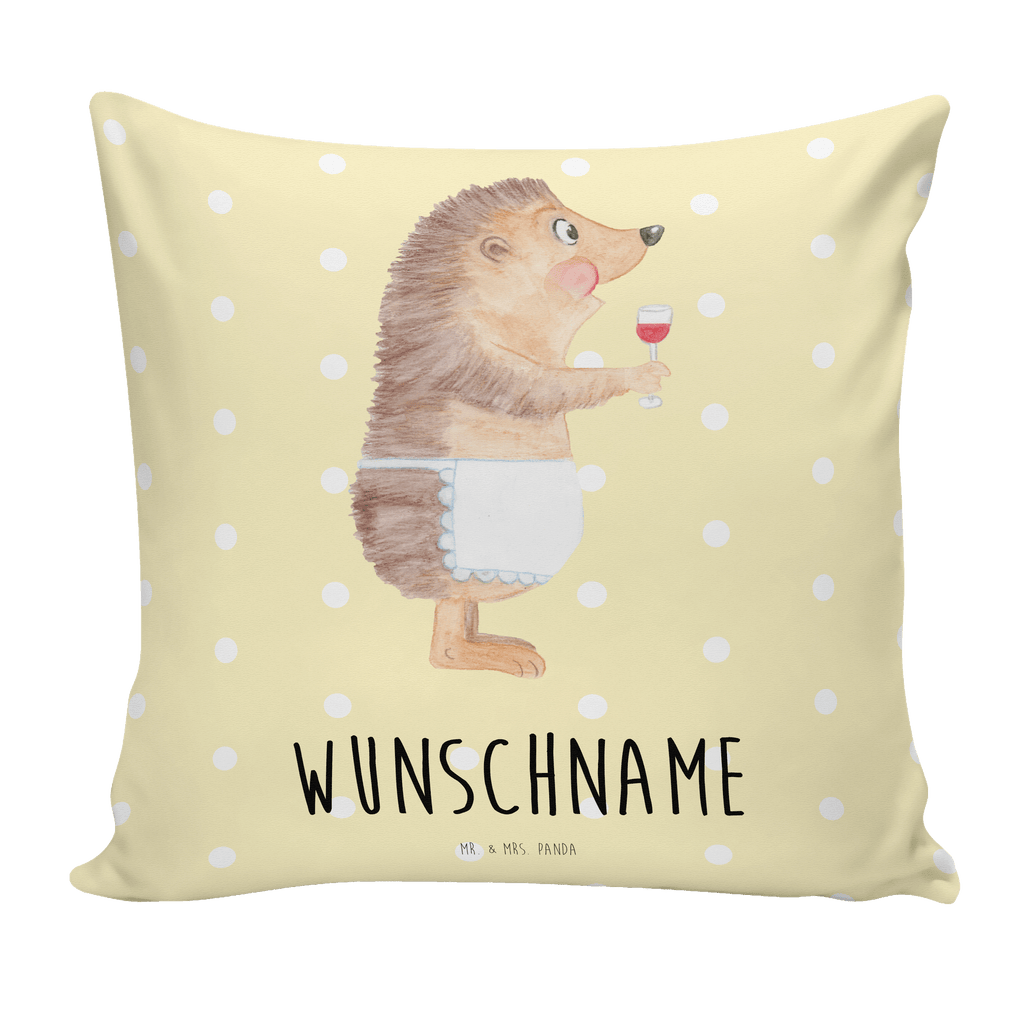 Personalisiertes Kissen Igel mit Wein Kissen, personalisiert, Name, Wunschname, bedrucken, Kopfkissen, Tiermotive, Gute Laune, lustige Sprüche, Tiere, Wein Spruch, Igel, Geschenk Weintrinker, Geschenk Weinliebhaber, Wein Deko, Weinglas, Rotwein, Weißwein, Wein trinken