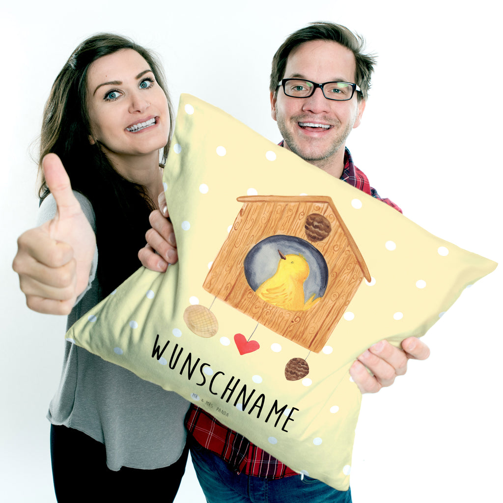 Personalisiertes Kissen Vogelhaus Kissen, personalisiert, Name, Wunschname, bedrucken, Kopfkissen, Tiermotive, Gute Laune, lustige Sprüche, Tiere, Vogel, Vögel, Vogelhaus, Vogelhäuschen, Home sweet home, Zuhause, Nest, Eigenheim, Familie, Wohnung, Haus, unser Haus, Lieblingsort, Castle