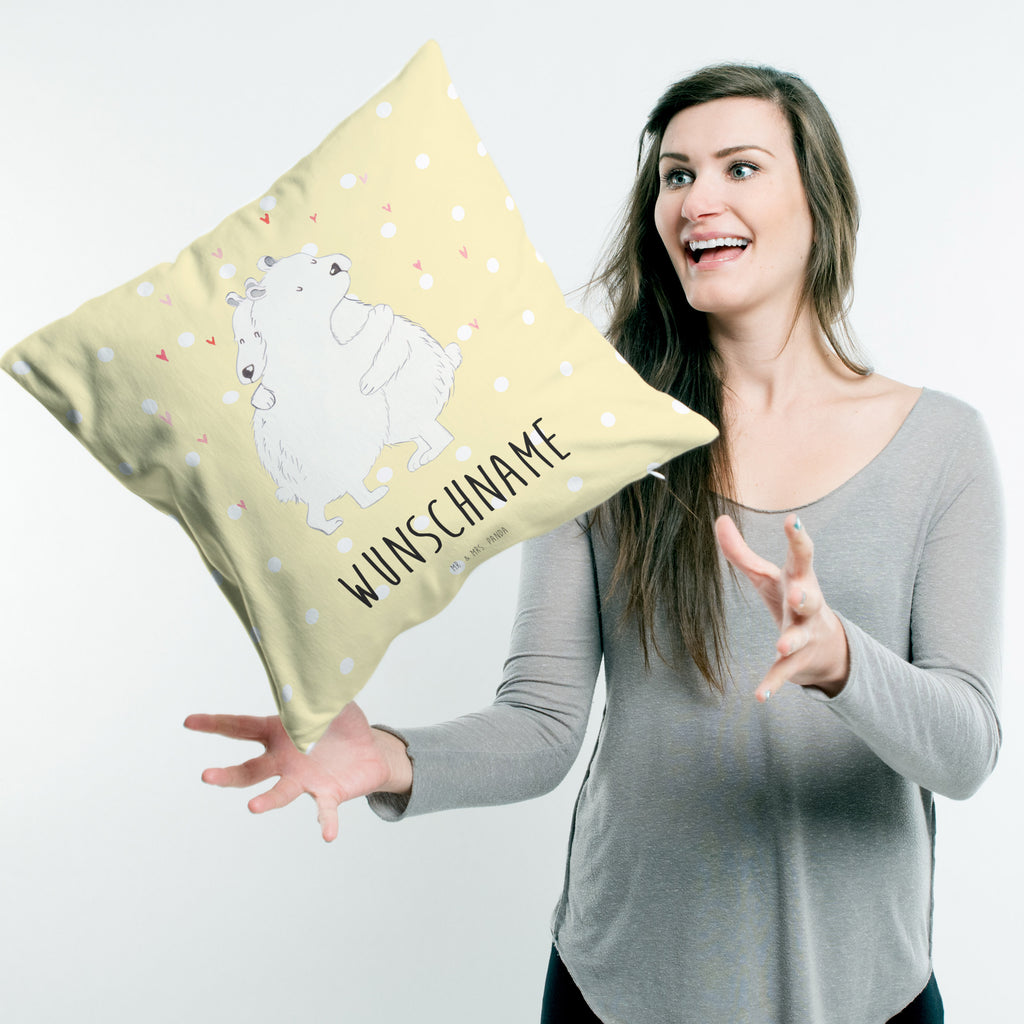 Personalisiertes Kissen Eisbär Umarmen Kissen, personalisiert, Name, Wunschname, bedrucken, Kopfkissen, Tiermotive, Gute Laune, lustige Sprüche, Tiere