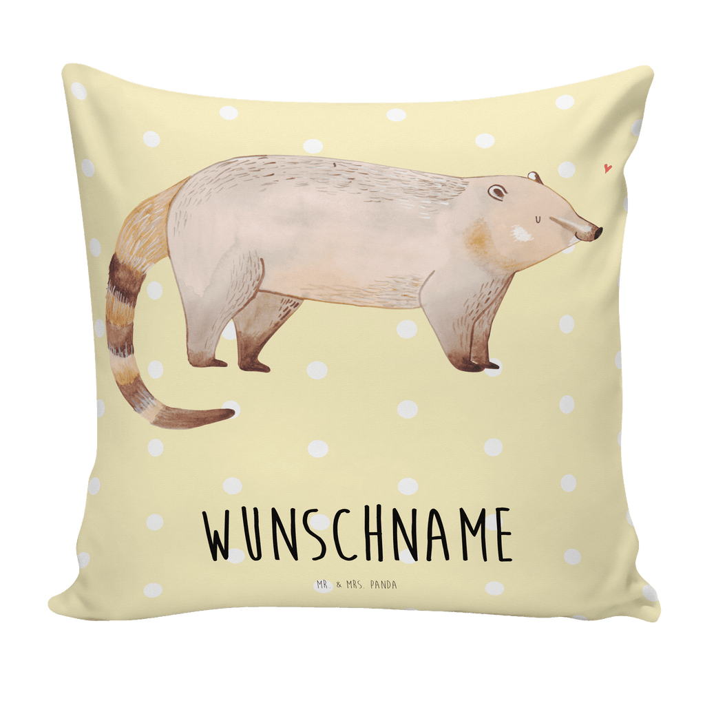 Personalisiertes Kissen Nasenbaer Kissen, personalisiert, Name, Wunschname, bedrucken, Kopfkissen, Tiermotive, Gute Laune, lustige Sprüche, Tiere, Nasenbär, Nasenbären, Rüsselbär, Bär