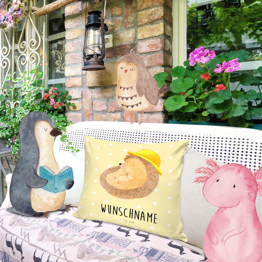 Personalisiertes Kissen Igel betet Kissen, personalisiert, Name, Wunschname, bedrucken, Kopfkissen, Tiermotive, Gute Laune, lustige Sprüche, Tiere, Igel, Igel mit Hut, Sonnenhut, Gott, Amen, beten, Leben, Dankbarkeit, Dankbar sein, dankbar, genießen