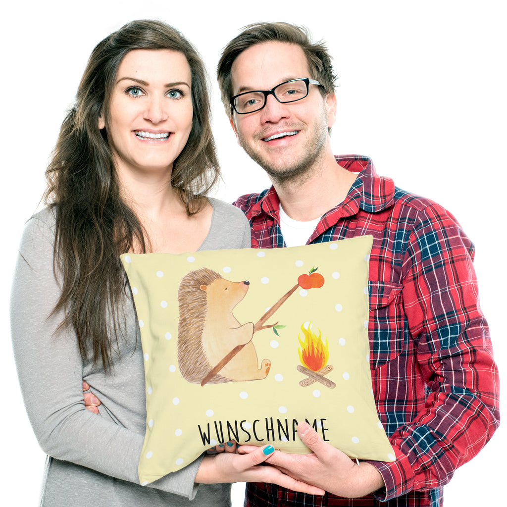 Personalisiertes Kissen Igel grillt Kissen, personalisiert, Name, Wunschname, bedrucken, Kopfkissen, Tiermotive, Gute Laune, lustige Sprüche, Tiere, Igel, Grillen, Ziele, Motivation, arbeitslos, Sinn des Lebens, Spruch