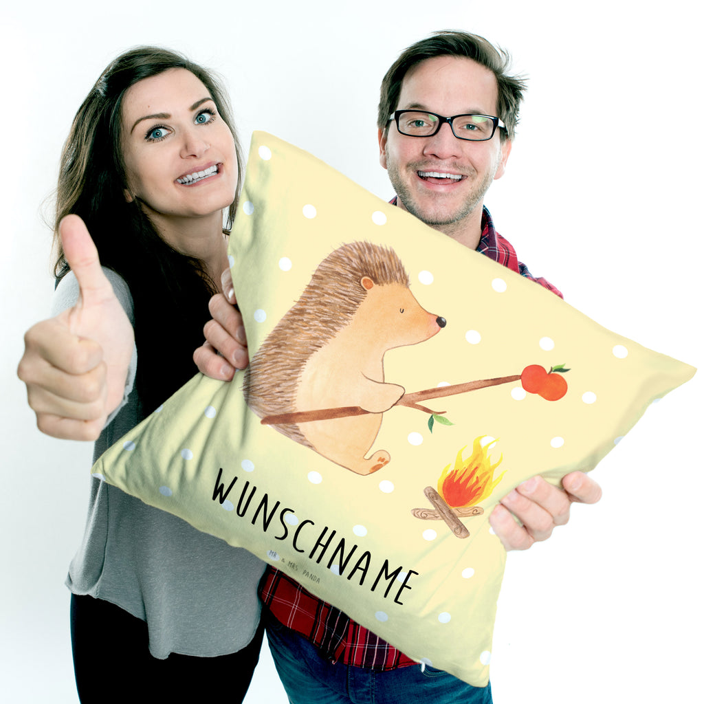 Personalisiertes Kissen Igel grillt Kissen, personalisiert, Name, Wunschname, bedrucken, Kopfkissen, Tiermotive, Gute Laune, lustige Sprüche, Tiere, Igel, Grillen, Ziele, Motivation, arbeitslos, Sinn des Lebens, Spruch