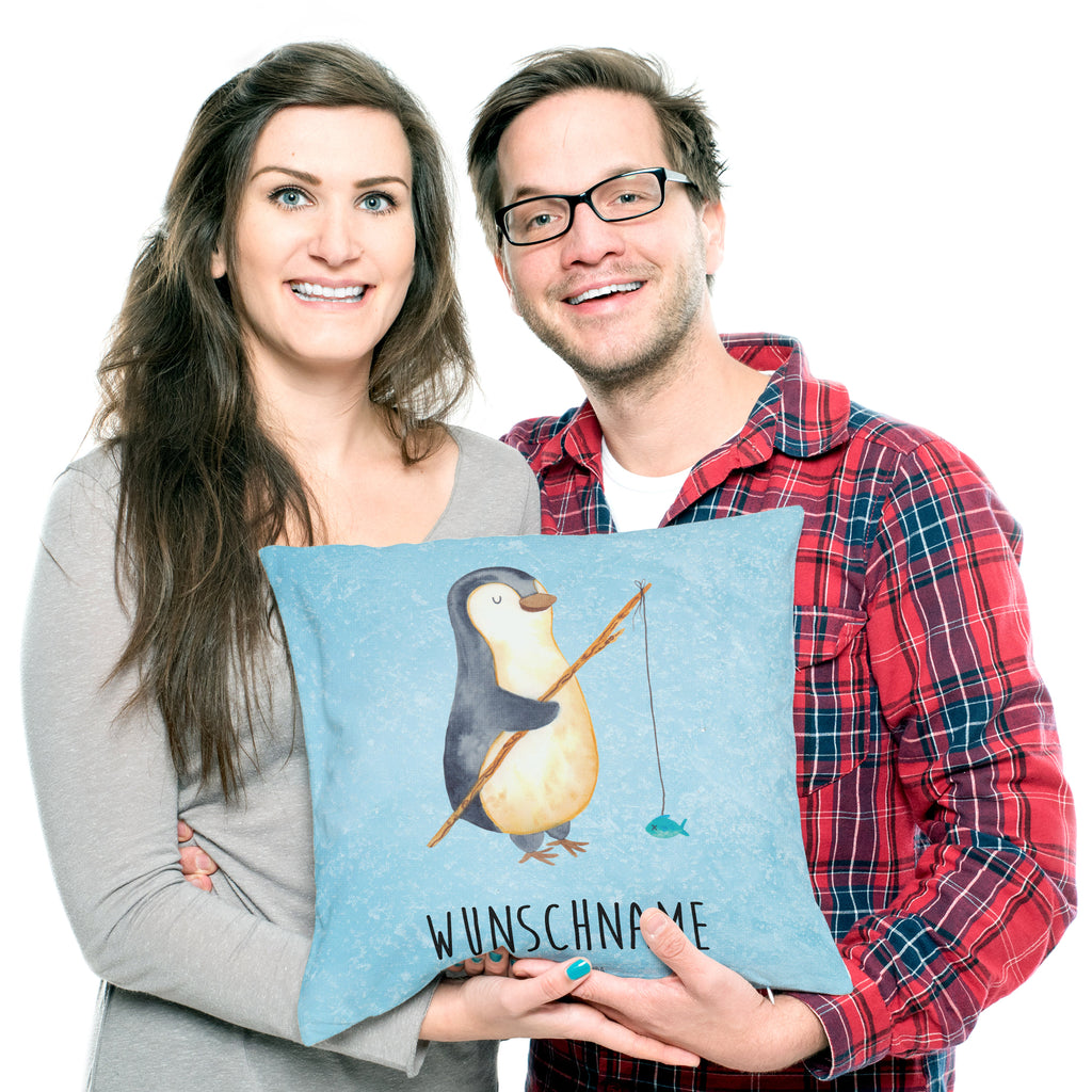 Personalisiertes Kissen Pinguin Angler Kissen, personalisiert, Name, Wunschname, bedrucken, Kopfkissen, Pinguin, Pinguine, Angeln, Angler, Tagträume, Hobby, Plan, Planer, Tagesplan, Neustart, Motivation, Geschenk, Freundinnen, Geschenkidee, Urlaub, Wochenende