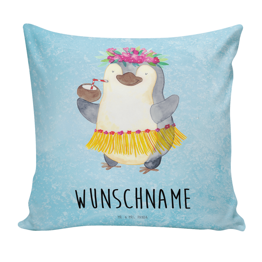 Personalisiertes Kissen Pinguin Kokosnuss Kissen, personalisiert, Name, Wunschname, bedrucken, Kopfkissen, Pinguin, Aloha, Hawaii, Urlaub, Kokosnuss, Pinguine