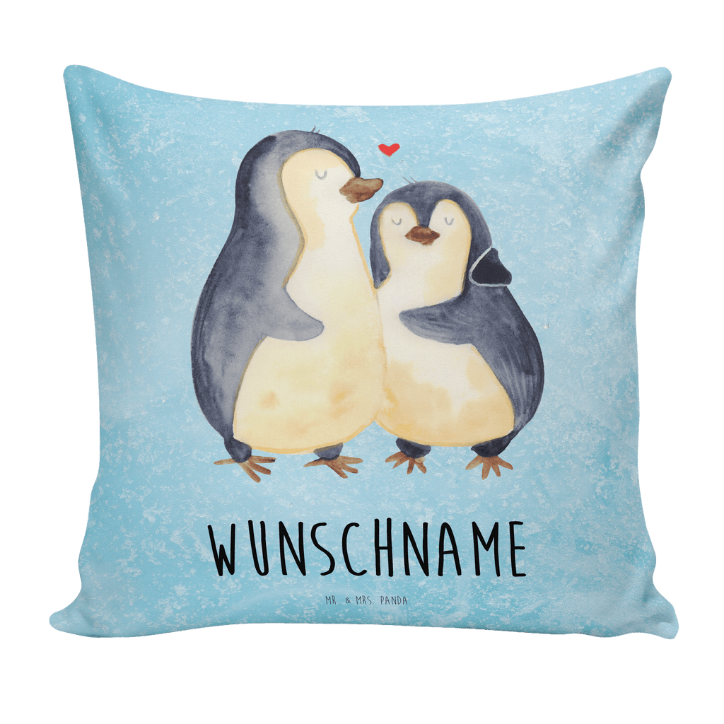 Personalisiertes Kissen Pinguin umarmend Kissen, personalisiert, Name, Wunschname, bedrucken, Kopfkissen, Pinguin, Liebe, Liebespaar, Liebesbeweis, Liebesgeschenk, Verlobung, Jahrestag, Hochzeitstag, Hochzeit, Hochzeitsgeschenk