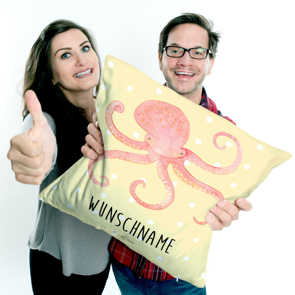 Personalisiertes Kissen Tintenfisch Kissen, personalisiert, Name, Wunschname, bedrucken, Kopfkissen, Tiermotive, Gute Laune, lustige Sprüche, Tiere, Meer, Meerestier, Krake, Tintenfisch, Arme, Wasser, Ozean