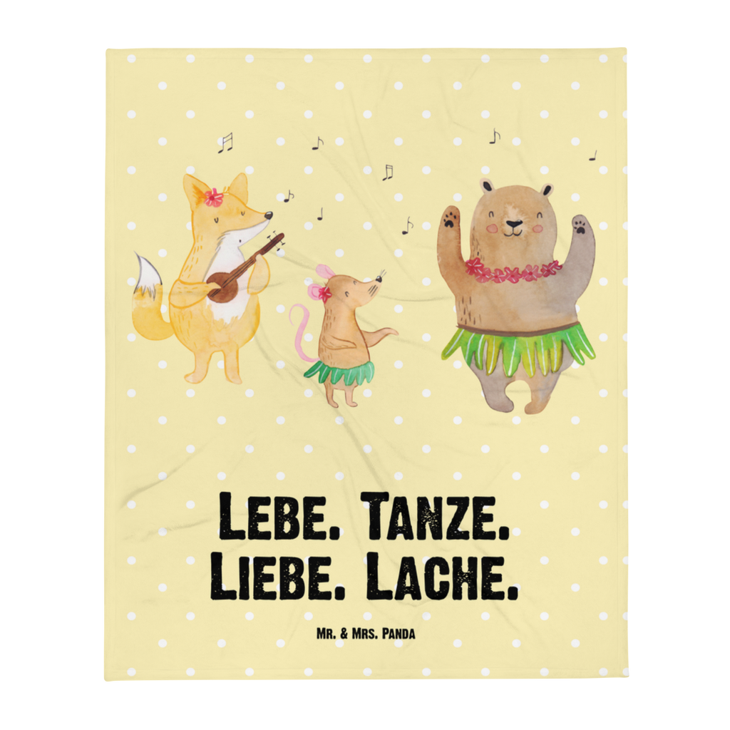 Kuscheldecke Waldtiere Aloha Decke, Wohndecke, Tagesdecke, Wolldecke, Sofadecke, Tiermotive, Gute Laune, lustige Sprüche, Tiere, Wald, Waldtiere, Musik, Aloha, Bär, Hase, Igel, Tanzen, Leben, Lachen