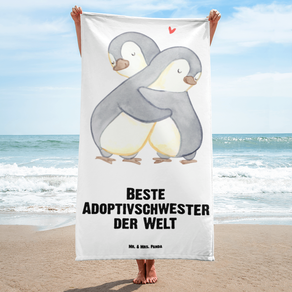 XL Badehandtuch Pinguin Beste Adoptivschwester der Welt Handtuch, Badetuch, Duschtuch, Strandtuch, Saunatuch, für, Dankeschön, Geschenk, Schenken, Geburtstag, Geburtstagsgeschenk, Geschenkidee, Danke, Bedanken, Mitbringsel, Freude machen, Geschenktipp, Adoptivschwester, Adoptiv, adoptiert, Schwester, Geschwister, Schwesterherz, Sister, Familie, Kleinigkeit, Beste, Tochter