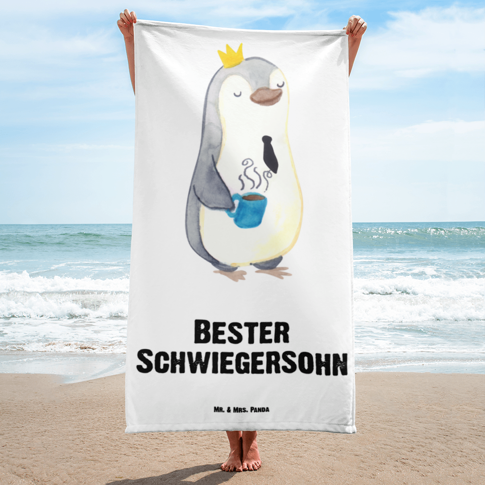 XL Badehandtuch Pinguin Bester Schwiegersohn Handtuch, Badetuch, Duschtuch, Strandtuch, Saunatuch, für, Dankeschön, Geschenk, Schenken, Geburtstag, Geburtstagsgeschenk, Geschenkidee, Danke, Bedanken, Mitbringsel, Freude machen, Geschenktipp, Schwiegersohn, Tochter, Ehefrau des Sohns, Frau, angeheiratet, Hochzeit, Heirat