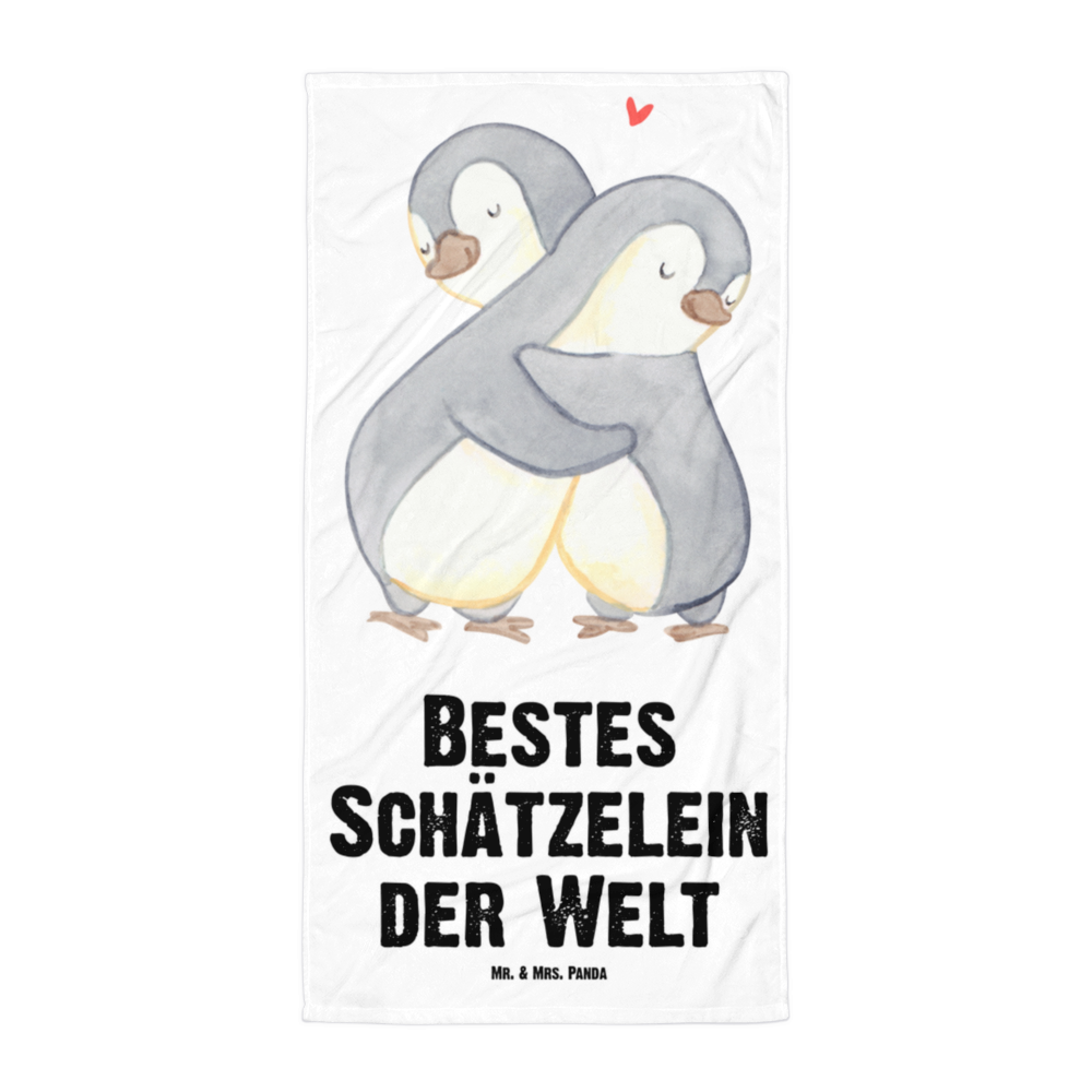 XL Badehandtuch Pinguin Bestes Schätzelein der Welt Handtuch, Badetuch, Duschtuch, Strandtuch, Saunatuch, für, Dankeschön, Geschenk, Schenken, Geburtstag, Geburtstagsgeschenk, Geschenkidee, Danke, Bedanken, Mitbringsel, Freude machen, Geschenktipp, Schätzelein, Schätzchen, Schatz, Schatzi, Ehemann, Ehefrau, Freundin, Freund, Frau, Mann, Kosename, Hochzeitstag