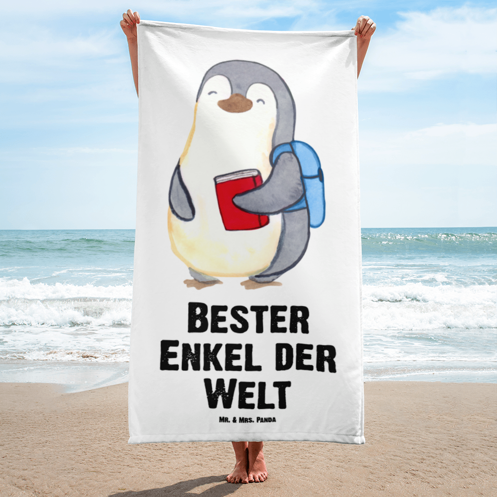 XL Badehandtuch Pinguin Bester Enkel der Welt Handtuch, Badetuch, Duschtuch, Strandtuch, Saunatuch, für, Dankeschön, Geschenk, Schenken, Geburtstag, Geburtstagsgeschenk, Geschenkidee, Danke, Bedanken, Mitbringsel, Freude machen, Geschenktipp, Enkel, Enkelkind, Enkelsohn, Oma, Opa, Kind von Tochter, Kind von Sohn, Taufe, Großsohn